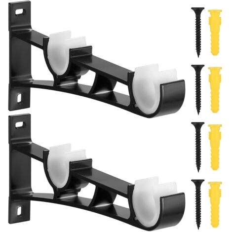 2 Pièces Support Tringle Rideaux, Supports pour Tringles à Rideaux, Support de Tringle à Rideau Murale Réglable en Alliage d'Aluminium pour Tringles à Rideaux de 23 mm à 33 mm (1/5)