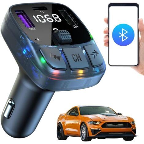 Transmetteur FM Bluetooth 5.3 Pour Voiture - Adaptateur MP3, Chargeur USB, Mains Libres, 48W, Micro Inclus, Neuf