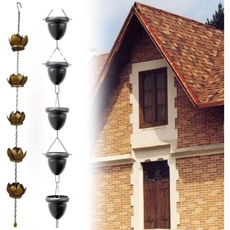 Chaîne De Pluie Extérieure Élégante En Alliage D'Aluminium - Décoration Jardin Lotus Ou Gland