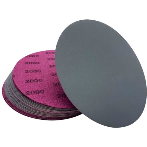 Papier abrasif sec/humide grain 2000, 25 disques abrasifs auto-agrippants de 15 cm avec abrasif en carbure de silicium de qualité supérieure, tampons de polissage pour le polissage automobile et l'éli (1/5)