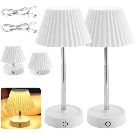 Lot de 2 lampes de table LED rechargeables par USB - Lampe de table télescopique tactile à intensité variable - Lampe de chevet pour table de chevet, chambre à coucher, salon (B) (1/5)