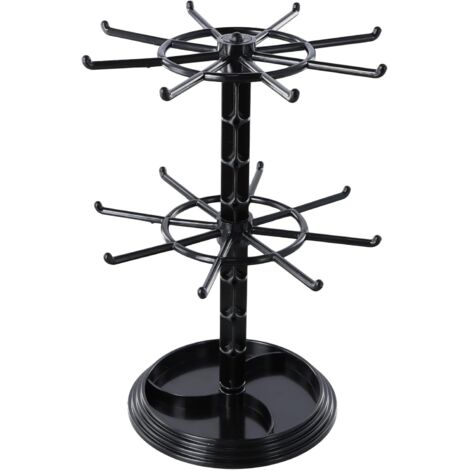 Présentoir Porte-clés Présentoir à Bijoux Rotatif Présentoir Rotatif pour Bijoux Support Collier Rotatif à 2 Niveaux Organisateur Rack Stand pour Bracelet Bague Bijou Pendentif