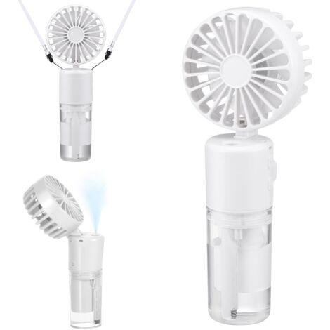 Mini Ventilateur Brumisateur Portatif, 4000mAh Ventilateur Main USB Rechargeable [5-21Heures de Travail], 4 Vitesses, Ventilateur de Poche Silencieux Pliable pour Extérieur, Voyage, Blanc