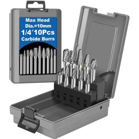 Jeu de 5 fraises carbure longues, queue 1/4« , longueur totale 4,3 », embouts pour meuleuse, râpe rotative, coupe, port, meulage, métal, fonte, acier, aluminium, culasse, admission moteur, collecteur (1/5)