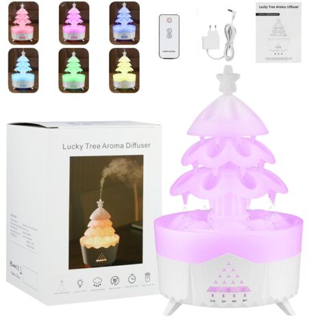 Humidificateur 4 en 1, 7 couleurs LED, bruits de pluie, aromathérapie, automatique, blanc, pour chambre à coucher, enfant et bureau (1/5)