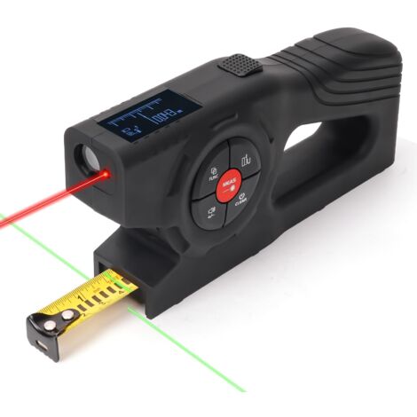 Mètre ruban numérique avec laser 393 pieds / 120M - Mètre ruban électronique rechargeable 3 en 1 avec mètre ruban 16 pieds, écran OLED, commutateur d'unité M/in/Ft, surface/volume/pythagoricien, laser