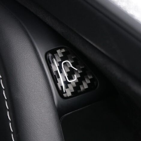 Autocollant pour bouton d'ouverture de porte compatible avec Tesla Model 3 2023-2020 Model Y 2024-2020 Garniture de commutateur de verrouillage de porte en fibre de carbone Accessoires intérieurs (noi (1/5)