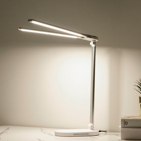 Lampe de Bureau Led,Desk Lamp Lumiere Bureau Rechargeable & Dimmable 5 Modes de Couleur 5 Niveaux de Luminosi, Pliable, 5000Mah Batterie+Avec Port Usb Pour Enfants, Etude,Travail de Bure [Classe énerg