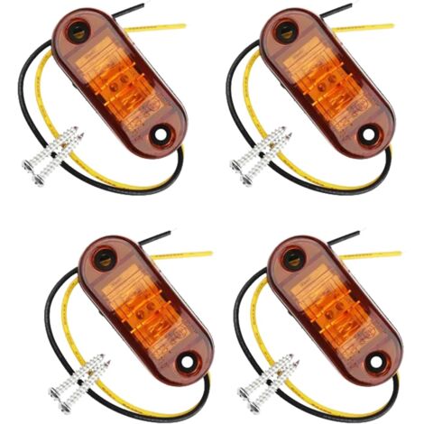 4 PCS Blanc IP65 12 V/24 V Ovale LED latérales Feux, Ovale Avant et Arrière, Feu de Position pour Camion, Remorque, Van, Caravane, Bus,LED Feux de Marquage Latéral, Haute Visibilité et Étanchéit, Jaun