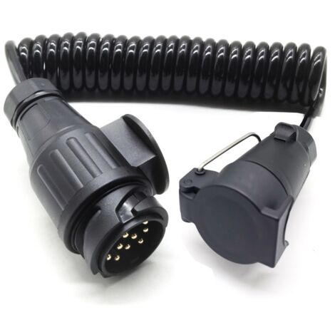 3M Rallonge Remorque 13-7 Broches, 12V Rallonge Remorque avec Prise Mâle 13 Broches et Prise Femelle 7 Broches, Rallonge Spirale Câble Remorque, pour Camion Caravane RV Véhicules Agricoles