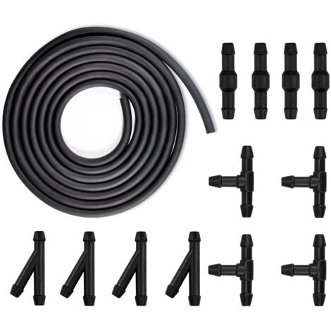 Kit de Tuyau Essuie-Glace 4m - Lave-Glace avec 12 Pièces Raccord (Type Y I T) - Tuyau de Pare-brise - Noir
