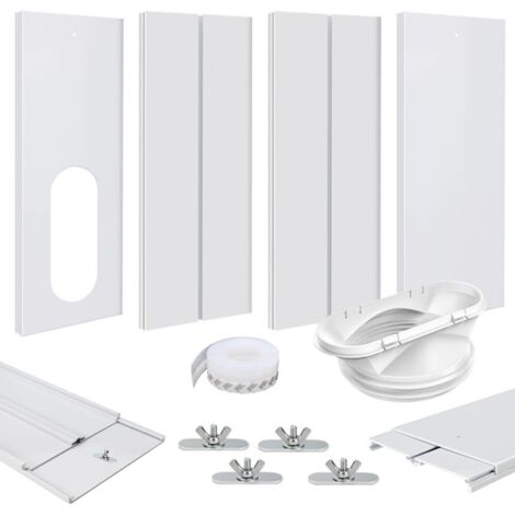 4PCS Kit de Plaque Fenêtre Climatiseur Mobile pour diamètre 13/15cm, Kit de ventilation de fenêtre pour climatiseur portable, Pare-Brise de climatiseur de Plaque de kit