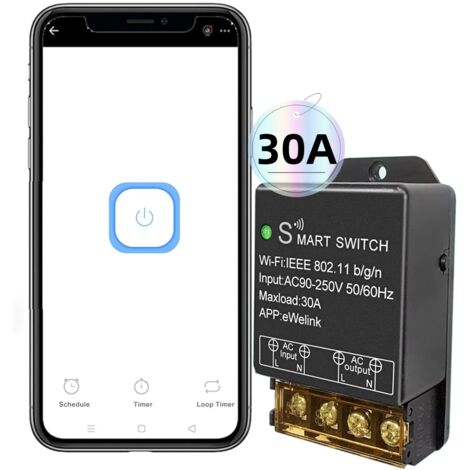 Commutateur WiFi intelligent 30A – Module sans fil haute puissance – Compatible Alexa et Google Assistant – Contrôle via Ewelink (1/5)