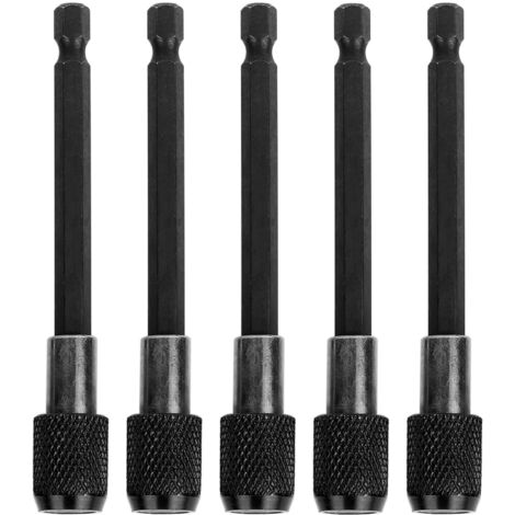 Lot de 5 rallonges de forets à dégagement rapide, porte-embouts de tournevis de 4 pouces de longueur, rallonge de foret à tige hexagonale de 1/4 pouce, ensemble d'adaptateurs d'extension de foret magn (1/5)