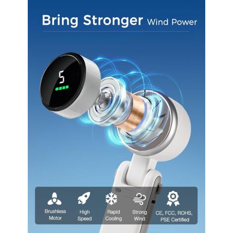 MERTTURM Mini Ventilateur Portable 3600mAh – 5 Vitesses, Moteur Sans Balais, 12h Autonomie, Pliable Et Col Portable, Gris Étoilé
