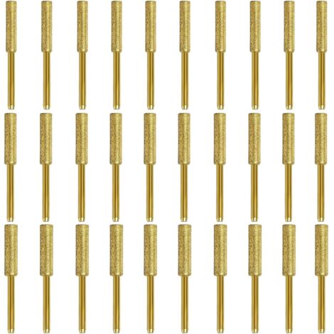 Affûteur de Tronçonneuse Diamant, 30 Pièces Affûteur de Tronçonneuse, Gabarit Affutage Chaine de Tronconneuse Diamant, 3 Tailles 4mm 4.8mm 5.5mm Pierres D'affûtage, pour L'affûtage et le Meulage, Or (1/5)