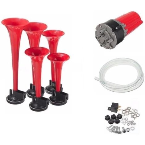 Klaxon À Air Pneumatique 115dB - Mélodie 5 Trompes avec Compresseur 12V - Klaxon Mélodique Puissant Pour Voiture, Bateau, Camion - Installation Facile & Sonorité Imposante