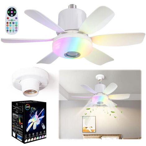 Ventilateur de plafond RVB de 47 cm avec clair et télécommande - couleurs RVB dimmables, vent réglable 3 vitesses, minuterie, ventilateur de plafond calme pour chambre [Classe énergétique A] (1/5)