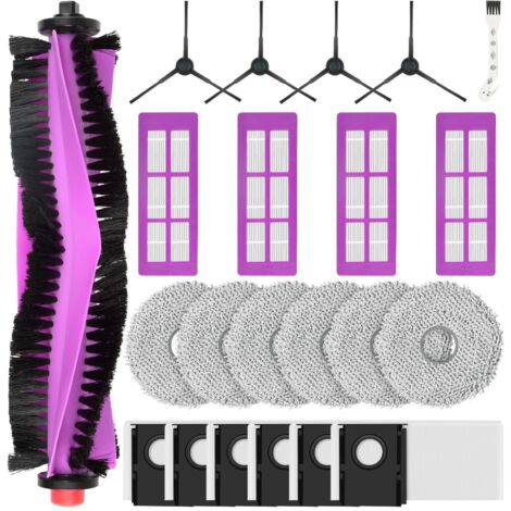 22 Pièces Accessoires pour L'aspirateur Robot Eureka J15 Pro Ultra, 1 Brosse Principale 6 Chiffon Nettoyage 4 Filtres HEPA 6 Sacs à Poussière 4 Brosses Latérales 1 Brosse de Nettoyage (1/5)