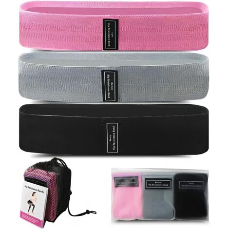 37 cm x 8,3 cm Bande Elastique Musculation en Tissu, Lot de 3 Bandes de Résistance, 3 Niveaux de Force, Elastique Sport pour Le Yoga Pilates Fitness Squats Pont Fessiers (1/5)