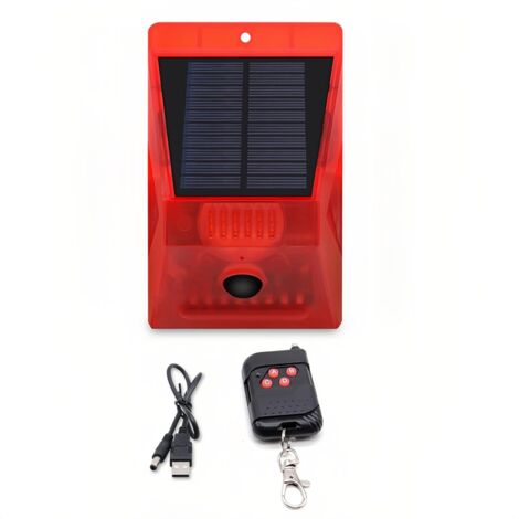 Lancoon Alarme Solaire stroboscopique avec détecteur de Mouvement télécommandé Alarme extérieure Répulseur d'animaux Sirène de sécurité IP65 protégée par l'eau pour Villa, Grange, Cour de Ferme (1/5)