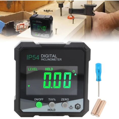 Inclinomètre, Inclinometre d'angle numérique de 0 à 360°, jauge d'angle numérique, étanche avec base magnétique et écran LCD pour menuiserie, bâtiment, maçonnerie, automobile