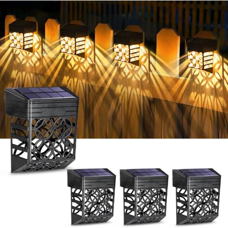 Lampe de Clôture Solaire, 4 Pièces Lampe Solaire Extérieur Jardin IP54 Étanche Éclairage Mural d'Extérieur Blanc Chaud Motif Exquis Solaire LED extérieur Pour Jardin Terrasse Cour Pelouse Allée (1/5)