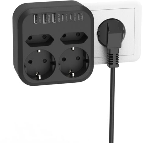 10 en 1 3500W EU avec 4 Prises Secteur 6 Prises de Charge Rapide USB 17W 7 Prises de Protection Contre Les Surtensions du Système de Sécurité (1/5)
