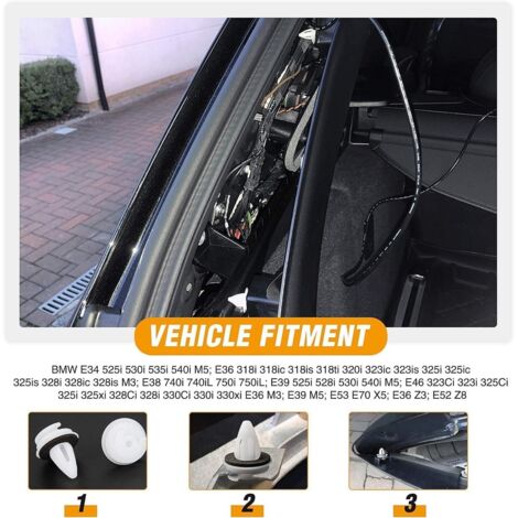 10 Clips De Fixation Pour Garniture De Porte BMW Série 5 E39 – LST Plastique Blanc