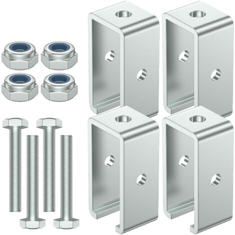 Raccord pour profilé de renfort Rallonge de fixation pour profilé de renfort de 1-5/8 po de largeur et 1-5/8 po de hauteur (4 pièces, acier, argent, fixation murale) (1/5)