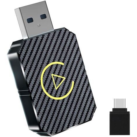 Adaptateur Carplay sans fil, adaptateur USB pour voiture, 2 en 1 Android Auto sans fil, convertit le dongle de jeu de voiture, Plug & Play Bluetooth pour entrée vidéo de voiture, adaptateurs (1/5)