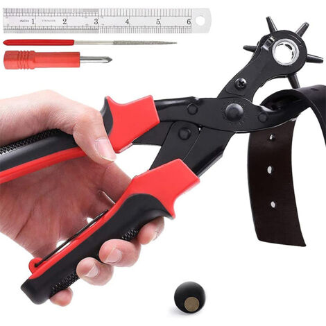 Pince Perforatrice Cuir - Pince Revolver - 6 Tailles (2 à 4,5 mm), Acier au Manganèse, Réglable - Ceinture, Sac, Bracelet Montre (1/5)