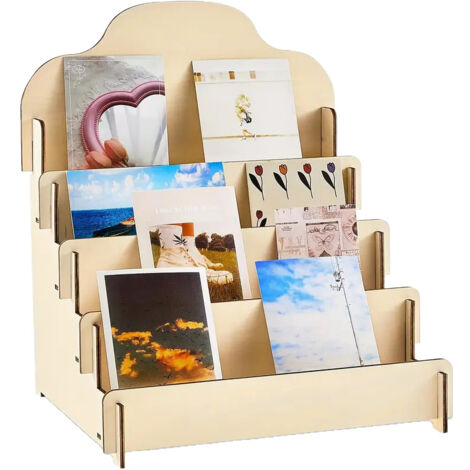 Présentoirs Cartes De Voeux, Présentoir En Bois Présentoir D'Autocollants, Présentoir De Cartes De Vœux à Plusieurs Niveaux, 4 Étages, pour Cartes Autocollants Photos Vendeur Comptoir De Détai (1/5)