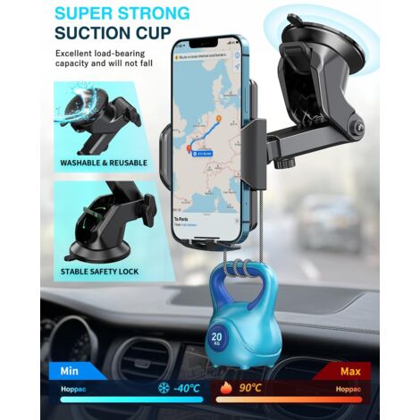 Support Téléphone Voiture 3 En 1 - Grille Aération, Tableau De Bord, Rétro - Stable Pour Smartphones 4 à 7 Pouces - 2