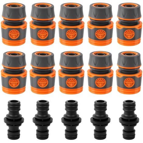 Tuyau Arrosage, 10 Pièces 1/2 Pouce Extension rapide du tuyau Kit de Raccord Tuyau d'Arrosage Avec 5 Pièces connecteur pour début et Fin de Tuyau Necessaire Darrosage
