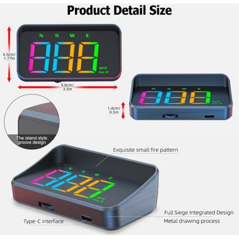 Acheter Compteur de vitesse numérique GPS avec affichage tête haute HUD pour voiture, KM/H MPH, grand écran LED pour voiture et camion