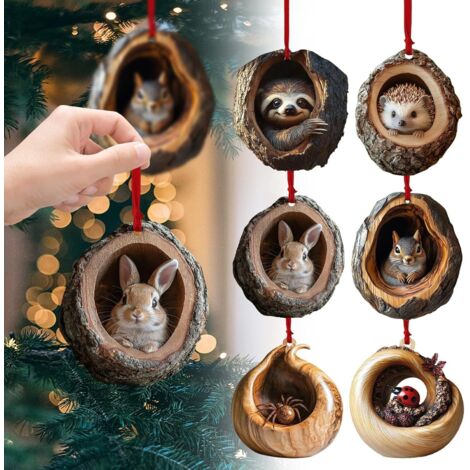 Décorations De Noël En Forme D'animaux De La Forêt | Ornements Suspendus En Acrylique | Hibou, Raton Laveur, écureuil, Hérisson, Lapin | Pour Arbre, Cheminée, Fenêtre