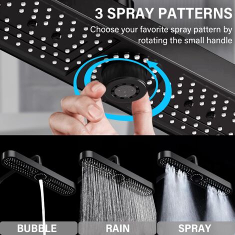 Tête de Douche, Ronde 9 Pouces Pommeau Douche Fixes ABS Tête de Douche Pluie Economie d'eau Haute Pression Pomme de Douche Pluie, G1/2 Connexion,Noir