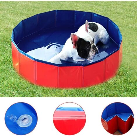 Wolketon Piscine pliable pour chiens en PVC antidérapante, baignoire
