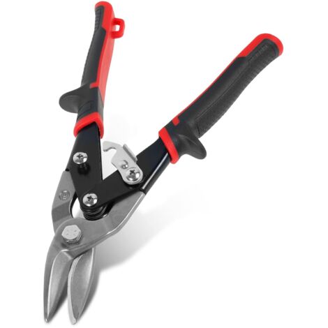 Cisaille à métaux 245 mm - Acier au chrome vanadium - Coupe aviation - Pour tôle, aluminium, cuivre, cuir (Cisaillement côté droit)