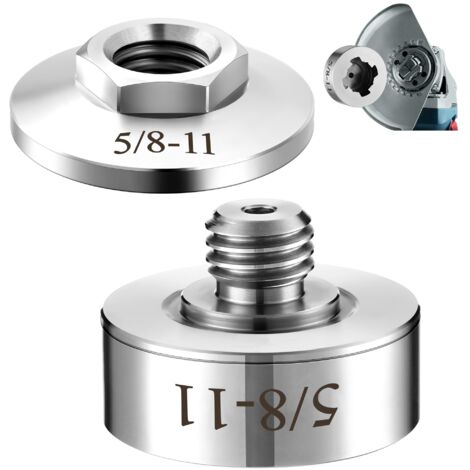 Verrouillage de meuleuse pour filetage 5/8''-11, compatible avec la lame de coupe pour meuleuse d'angle XLOCK, adaptateur pour foret diamanté en acier inoxydable (adaptateur 5/8-11 et écrou de blocage