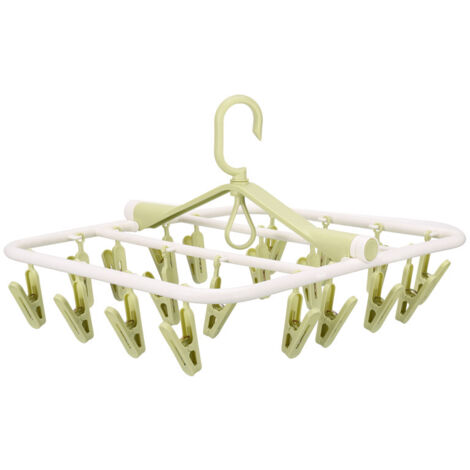 Séchoir Tourniquet, Etendoir Chaussette,Tourniquet à Chaussettes 20 Clips pour sous-Vêtements, Chaussettes, Lingeries, Pieuvre Pince à Linge Pliant pour Cravate, Chapeaux, Echarpe Vert (1/5)
