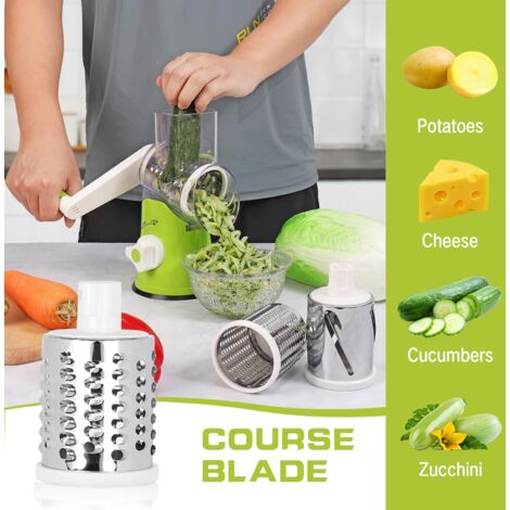 Râpe à Légumes 3 En 1 – Mandoline Multifonction Avec 3 Lames Inox (haché, Tranché, Julienne) Et Ventouse Antidérapante