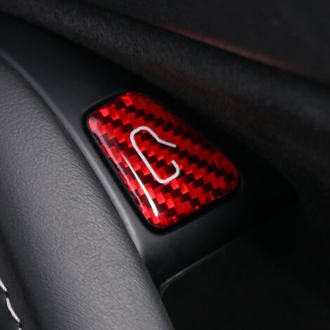 Autocollant pour bouton d'ouverture de porte compatible avec Tesla Model 3 2023-2020 Model Y 2024-2020 Garniture de commutateur de verrouillage de porte en fibre de carbone Accessoires intérieurs (rou (1/5)