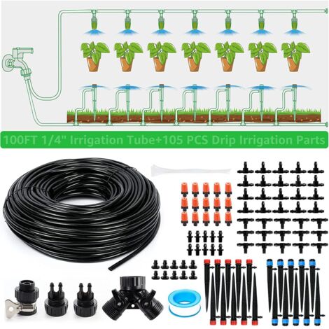 Kit d'irrigation goutte à goutte Système de contrôle d'irrigation multifonctionnel Système d'irrigation automatique Système d'arrosage pour plantes de jardin 30 m (1/5)