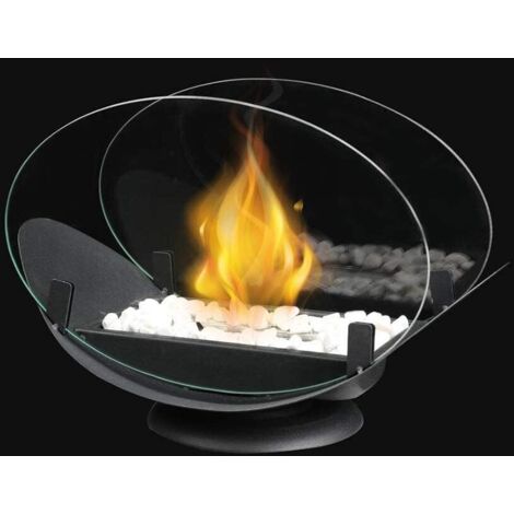 Cheminée bioéthanol portable de table – Feu intérieur/extérieur – Design moderne sans fumée ni odeur – Idée cadeau élégante
