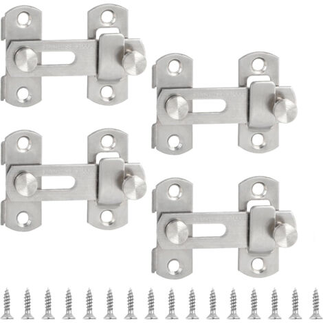 4 Pièces Loquet de porte en acier inoxydable Verrou de porte 3 Pouce Loquets et Verrous,Verrou Porte Coulissante Interieure Verrou Loquet Porte(Argent) (1/5)