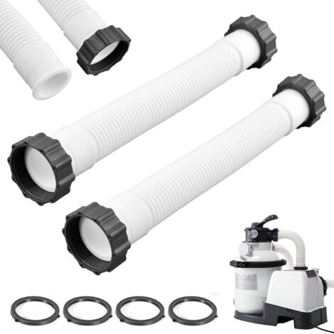 Lot de 2 tuyaux de piscine universels de 40 cm de diamètre - Pour pompe de piscine hors-sol - Avec écrous - Tuyau de 3,8 cm de diamètre - Pour piscines hors-sol, pompes de filtration (1/5)