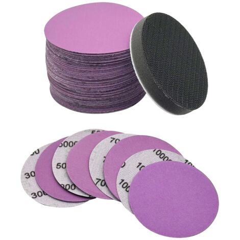 Papier abrasif humide/sec 3 pouces, grain 3000-10000, disque abrasif et tampon d'interface, 40 pièces de papier abrasif à oxydes d'aluminium de qualité supérieure à fixation auto-agrippante pour métal