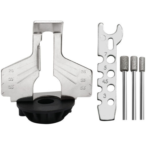 Kit d'affûtage de tronçonneuse 5pièces - Limes diamantées - Guide d'angle pour perceuse, tronçonneuse, lame et tondeuse à gazon